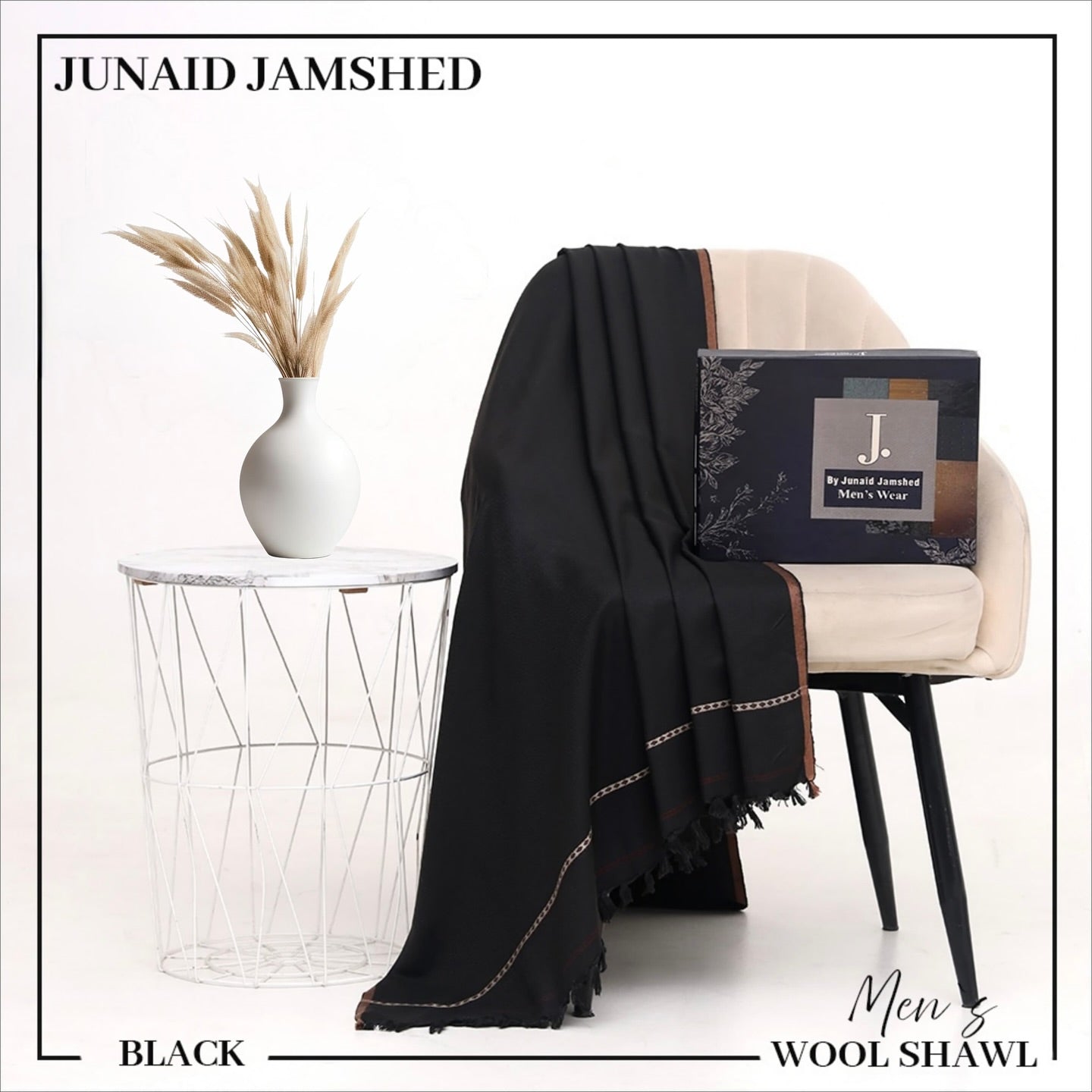 J. Men's Winter Wool Shawl - White