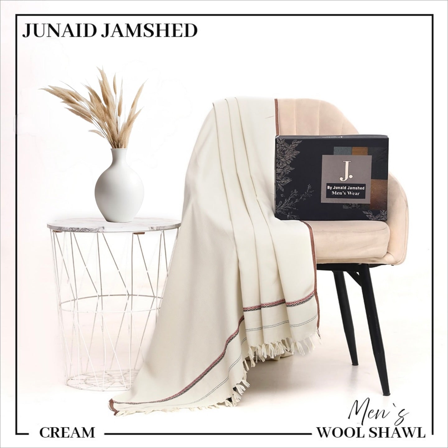 J. Men's Winter Wool Shawl - White main image 1