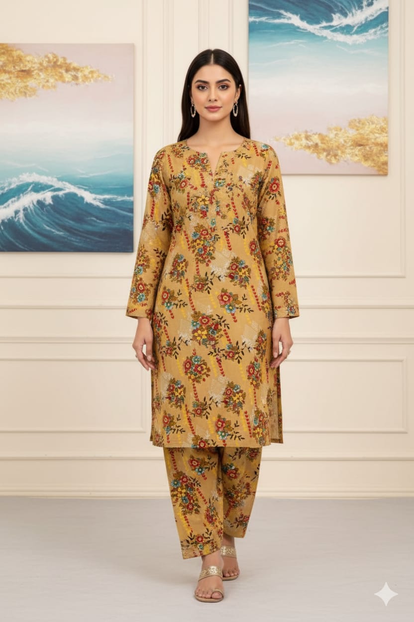 2 Pcs Unstitched Digital Print Suit J-0613