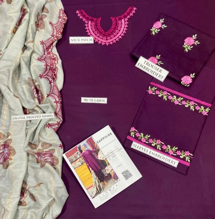 Eid special 3pc emb lawn ES 505