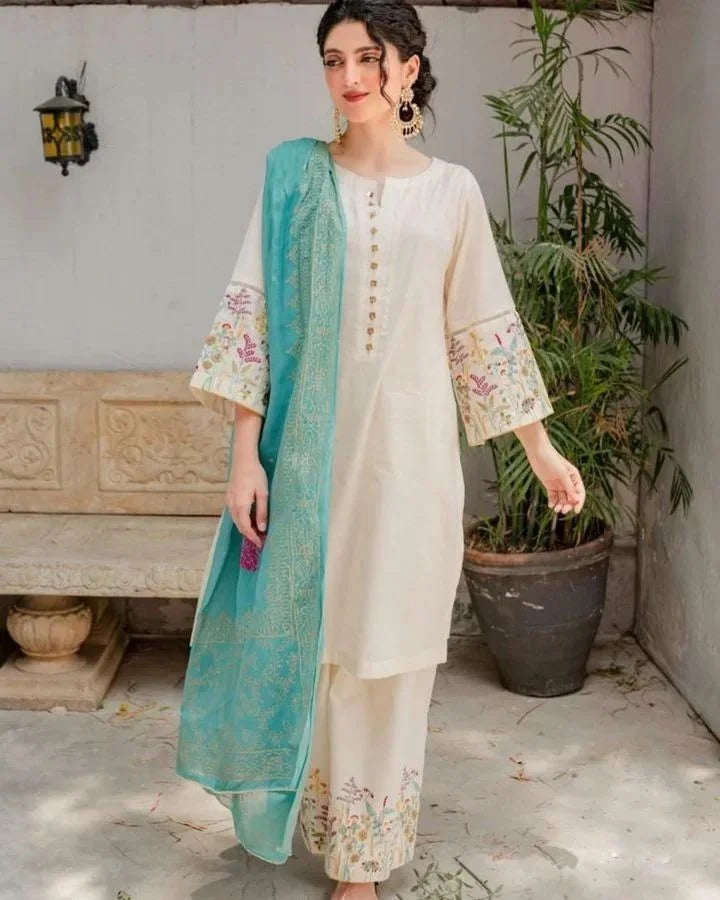 Eid special 3pc emb lawn ES 508